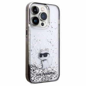 Karl Lagerfeld Liquid Glitter Choupette dėklas telefonui iPhone 14 Pro Max - permatomas