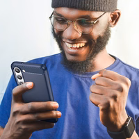 Carbon dėklas telefonui Samsung Galaxy S23+ lankstus silikoninis anglies dėklas mėlynas