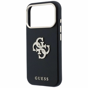 Guess Smooth & Big Strass Logo dėklas iPhone 18 Pro / 17 Pro – juodas