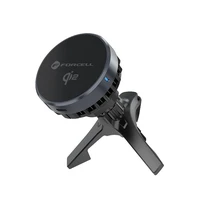 FORCELL F-GRIP Cool Mag magnetinis automobilinis laikiklis priekinio stiklo / oro angos tvirtinimui su Cold Protect aušinimo technologija ir belaidžiu įkrovimu, suderinamas su MagSafe Qi2 15W įkrovikliu, juodas