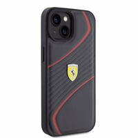Ferrari FEHCP15SPTWK iPhone 15 6.1" juodas/juodas kietas dėklas Twist Metal Logo