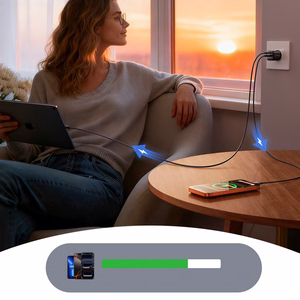 Joyroom JR-TG7 33W USB-A + USB-C sieninis įkroviklis su 60W USB-C į USB-C 1m laidu juodas