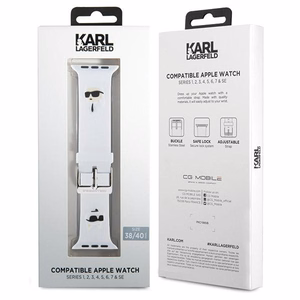 Karl Lagerfeld 3D Rubber Karl&Choupette Heads dirželis skirtas Apple Watch 38/40/41mm - baltas
