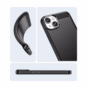 Carbon dėklas iPhone 14 Plus lankstus gelinis galinis dangtelis juodas