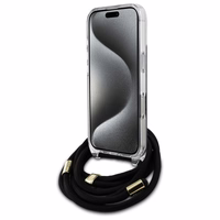 Guess Kryžminis Dirželis 4G Rašto Dėklas su Virvele iPhone 16 Pro - juodas