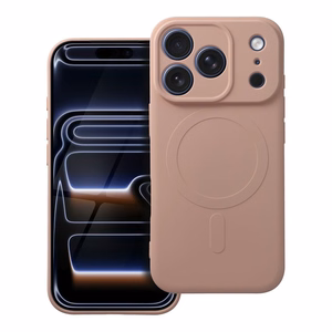 Silikoninis Magnetinis dėklas telefonui, suderinamas su MagSafe, skirtas iPhone 17 Pro, rožinis