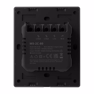 SONOFF M5-2C-80 išmanusis Wi-Fi sieninis jungiklis (2 kanalų, rėmeliui, grafito)