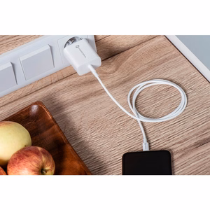 Įkroviklis Forcell + "USB-C (Type-C) to USB-C (Type-C)" (1xUSB-C 3A 25W) baltas