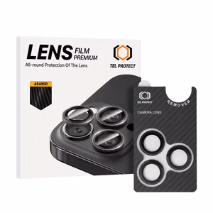 Grūdintas stiklas Tel Protect 3D objektyvo Aramid serija kamerai Iphone 15 Pro/15 Pro Max (3 objektyvai)