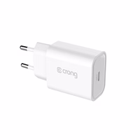 Crong USB-C Travel įkroviklis – USB-C Power Delivery 20W tinklo įkroviklis (baltas)