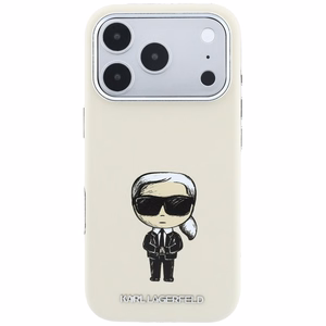 Karl Lagerfeld Smooth Ikonik Sketch MagSafe dėklas, skirtas iPhone 18 Pro / 17 Pro – smėlio spalvos