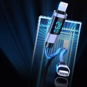 Orico LDC2L USB-C–Lightning PD, 29 W, 480 Mbps laidas su LED ekranu, 2 m – juodas