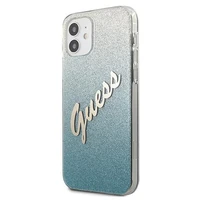 Guess GUHCP12SPCUGLSBL iPhone 12 mini 5.4" mėlynas/mėlynas kietas dėklas Glitter Gradient Script