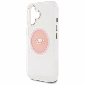 Guess IML Metal Colored Circle Classic Logo Magnetinis dėklas telefonui iPhone 16 - rožinis