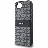 DKNY kartojamo tekstūros rašto su toninėmis juostelėmis dėklas iPhone 16e - juodas