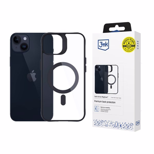 Чехол 3mk Satin Armor MagCase с MagSafe для iPhone 14 Plus - прозрачный с чёрной рамкой