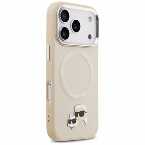 Karl Lagerfeld Karl & Choupette ženkliukų magnetinis dėklas telefonui iPhone 17 Pro Max - smėlinis