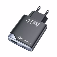 FORCELL F-ENERGY GaN III B245202(1A1C) itin plonas kelioninis įkroviklis 1 x Type C + 1 x USB A PD QC4.0 3A 45W juodas