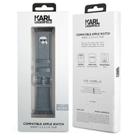 KARL LAGERFELD silikoninis laikrodžio dirželis APPLE Watch KLAWLOKHG (SAFFIANO KH 42 / 44 mm) sidabrinis