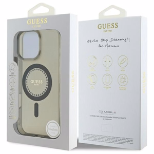 Guess IML Rhinestones Magnetinis dėklas telefonui iPhone 16 Pro - juodas