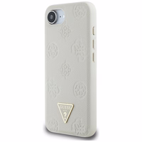Guess Grained Hot Stamp Peony Triangle Logo Magnetinis dėklas telefonui iPhone 16e - smėlio