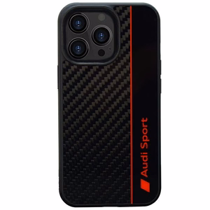 Audi Anglies pluošto juostelė iPhone 13 Pro / 13 6.1" juodas/juodas kietas dėklas AUS-TPUPCIP13P-R8/D1-BK