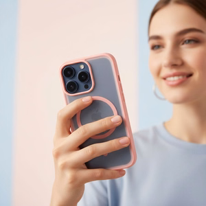 Case for iPhone 16 PRO MAX Flexline Mag Cover compatible with MagSafe pink