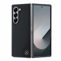 Mercedes Leather Wood Imitation MagSafe dėklas telefonui Samsung Galaxy Z Fold 6 - juodas
