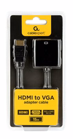 Gembird A-HDMI-VGA-04 vaizdo kabelio adapteris 0,15 m VGA (D-Sub) HDMI A tipo (standartinis) Juoda
