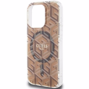 Guess IML GCube MagSafe dėklas telefonui iPhone 15 Pro Max - rudas