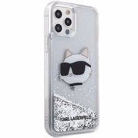 Karl Lagerfeld KLHCP12MLNHCCS iPhone 12/12 Pro 6.1" sidabrinis/sidabrinis kietas dėklas Blizgantis Choupette Galva