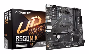 Gigabyte AMD B550 Micro-ATX Motherboard, SAM4, DDR4, 4 Slots, 2xM.2, B550MK