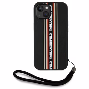 Karl Lagerfeld Saffiano Athleisure Stripes Cord Dėklas telefonui iPhone 15 - raudonas