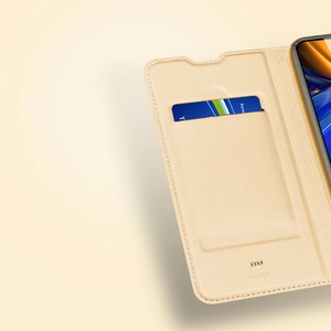Dux Ducis Skin Pro atverčiamas dėklas telefonui Xiaomi Poco F4 5G auksinis