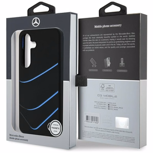 Mercedes Silikoninis Kontrastingos kreivės Magnetinis dėklas Samsung Galaxy S25 - juodas