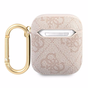 Guess 4G Script Metal Collection dėklas AirPods 1 / 2 - Rožinis
