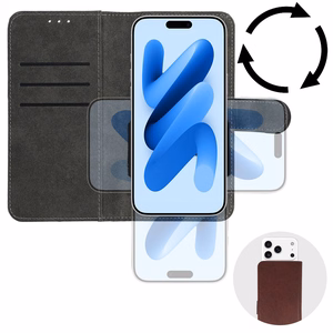 Wonder Common universalus knyginis dėklas (M) Samsung S21/S10/Note/Note 2/Note 3/Huawei P30 Lite/P9/P9 Lite rudas