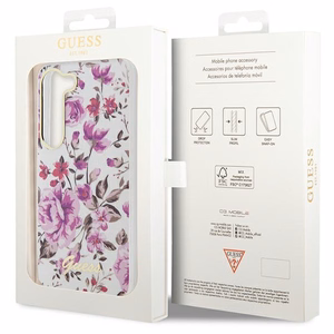 Guess GUHCS23MHCFWST S23+ S916 baltas/baltas kietas dėklas Flower Collection