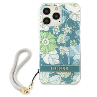 Guess GUHCP13LHFLSN iPhone 13 Pro / 13 6.1" žalias/žalias kietas dėklas Gėlių Dirželis