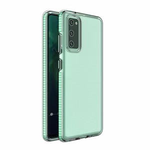 Dėklas telefonui Spring Case – skaidrus TPU gelio dėklas su spalvingu rėmeliu, skirtas Samsung Galaxy A72 4G – žalias