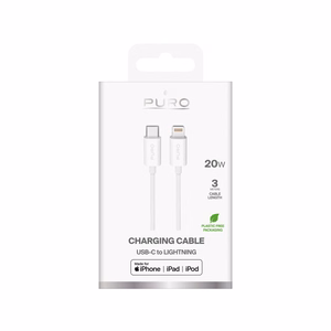 Puro TPE 20W USB-C - Lightning kabelis 3m - baltas