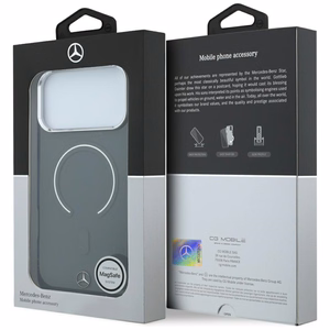 Mercedes Double Layer Iconic Logo dėklas, skirtas iPhone 18 Pro Max / 17 Pro Max, suderinamas su MagSafe – tamsiai pilkas
