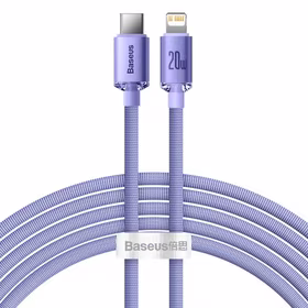 USB Kabelis Baseus "Crystal Shine" violetinis "Type-C / Lightning" 200cm (iki 20W)