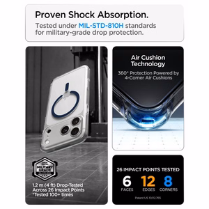 Spigen Ultra Hybrid MagSafe dėklas iPhone 18 Pro Max / 17 Pro Max, skaidrus tamsiai mėlynas
