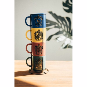 Harry Potter Hogwarts Houses keraminių puodelių rinkinys su stovu, 4 vnt., 300 ml