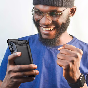 Carbon Case dėklas Motorola Moto G62 5G lankstus silikoninis anglies dangtelis juodas