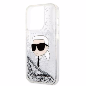 Karl Lagerfeld Glitter Karl's Head dėklas telefonui iPhone 14 Pro Max - sidabrinis