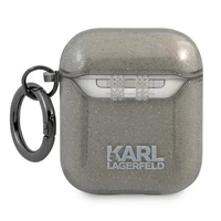 Karl Lagerfeld KLA2UCHGK AirPods 1/2 dėklas juodas/juodas Glitter Choupette