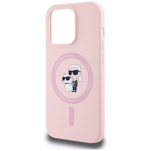 Karl Lagerfeld silikoninis Karl&Choupette Magnetinis dėklas telefonui iPhone 14 Pro Max - rožinis