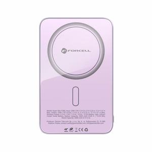 Išorinė baterija suderinama su MagSafe Forcell F-Energy SuperSlim F5K8 QC4.0 PD3.0 15W 5000 mAh violetinė